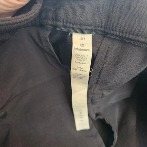Lululemon Commission Pant Slim Warpstreme 34" Black Pants Mens Size 30 Active - Picture 5 of 9